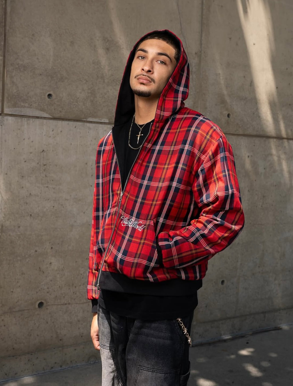 BLACK/RED 2-SIDED ZIPPER